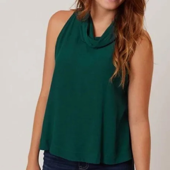 Free People Tops - Free People green city lights cowl neck blouse tank top
